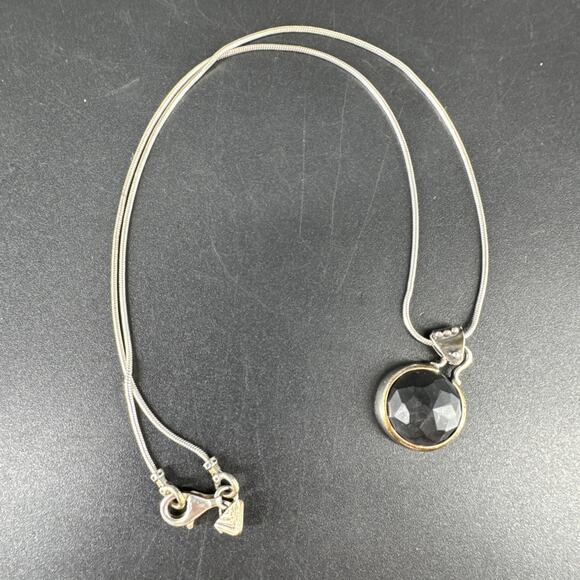 Silpada Sterling Silver Matte Faceted Black Onyx Pendant Necklace N1627 - Picture 8 of 10